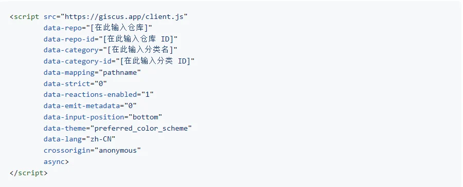 giscus配置信息样例